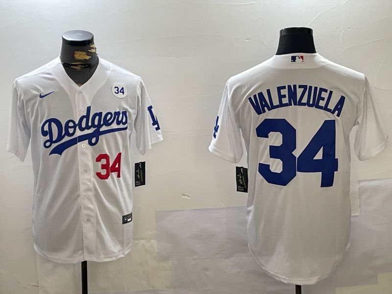 Men Los Angeles Dodgers #34 Valenzuela White Game 2024 Nike MLB Jersey style 11207